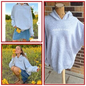 SOLD "Jesus Is King" Gray Hoodie